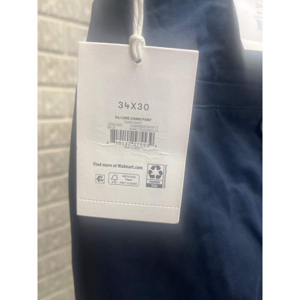 Free Assembly‎ Mens Core Chino Pants Dark Navy Blue Straight Leg 34x30 NEW - Picture 4 of 5